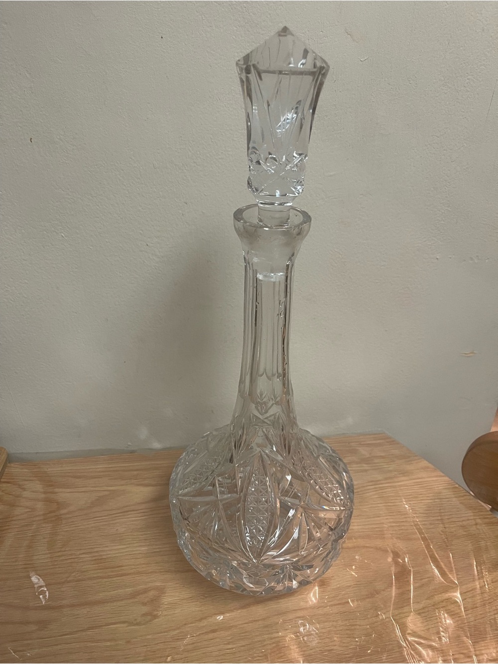 Clear Crystal Cut Glass Decanter with Stopper
